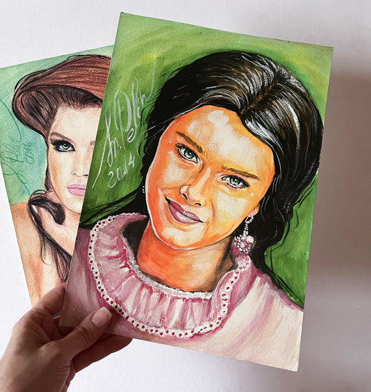 Brooke Shields, ORIGINAL Gouache Painting, Artwork by Svetlana Pelin