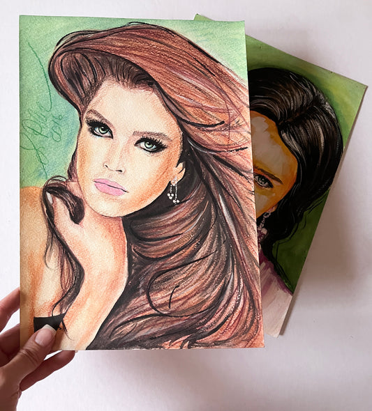 Brooke Shields, ORIGINAL Colored pencils drawing, Artwork by Svetlana Pelin