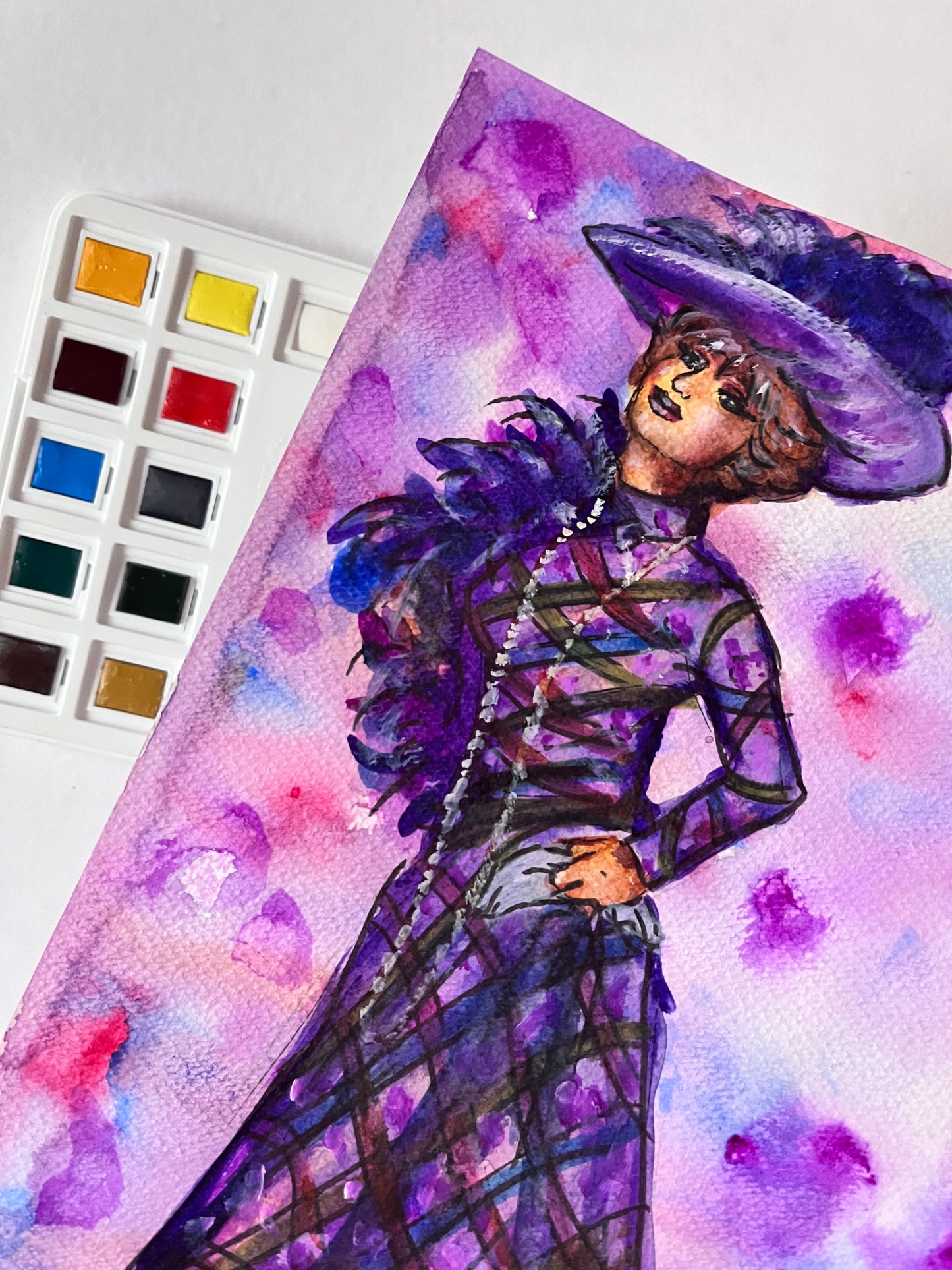 Barbra Streisand, Hello, Dolly!, ORIGINAL Watercolor Painting, Artwork by Svetlana Pelin