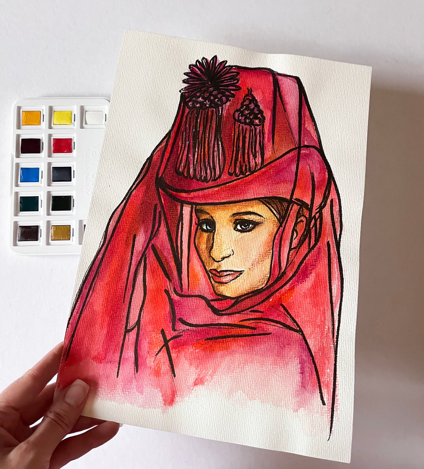Barbra Streisand, BS, On a Clear Day, ORIGINAL Watercolor Painting, Artwork by Svetlana Pelin