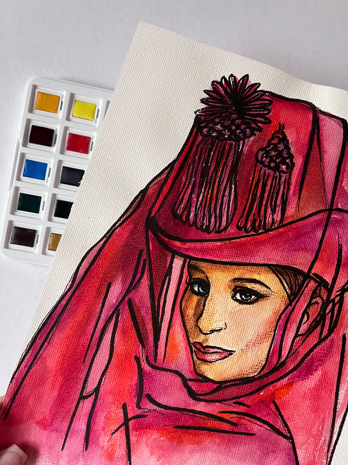 Barbra Streisand, BS, On a Clear Day, ORIGINAL Watercolor Painting, Artwork by Svetlana Pelin