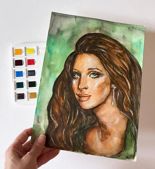 Barbra Streisand, BS, ORIGINAL Watercolor Painting, Artwork by Svetlana Pelin