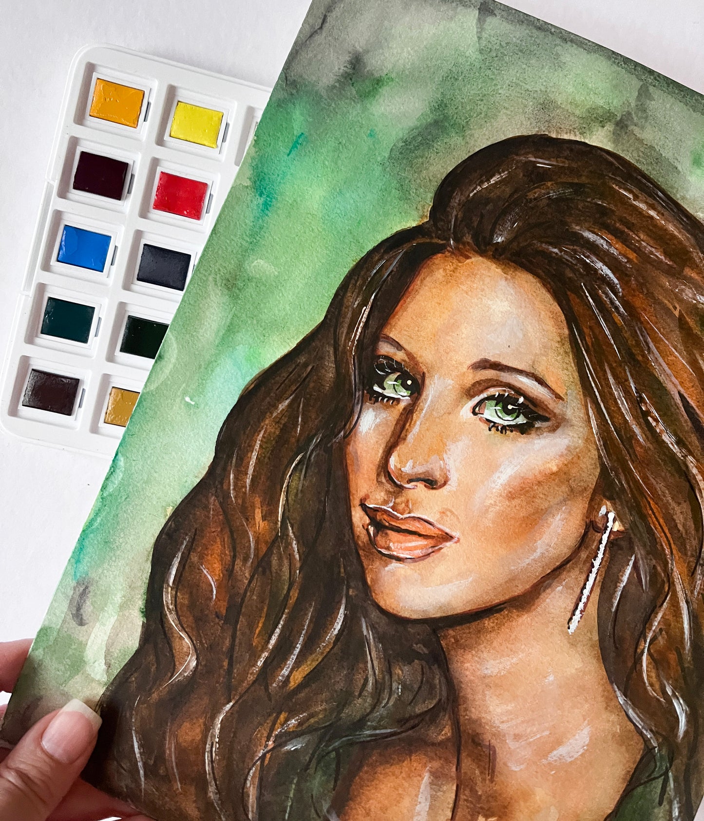 Barbra Streisand, BS, ORIGINAL Watercolor Painting, Artwork by Svetlana Pelin