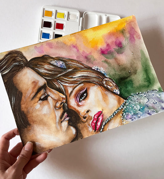 Barbra Streisand, Omar Sharif, Funny Girl, ORIGINAL Watercolor Painting, Artwork by Svetlana Pelin