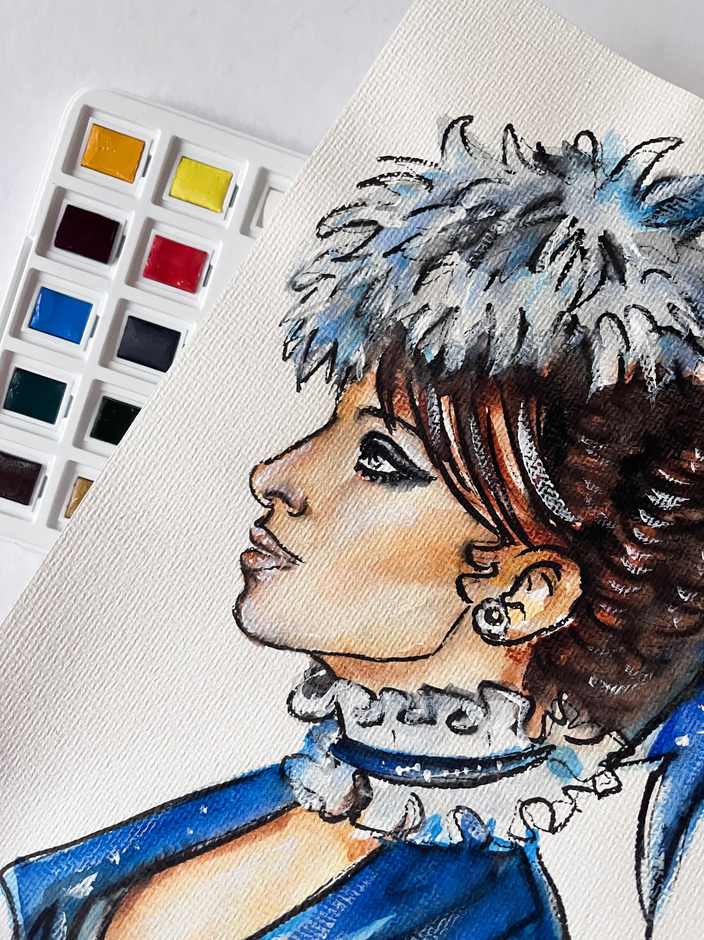 Barbra Streisand, BS, On a Clear Day, ORIGINAL Watercolor Painting, Artwork by Svetlana Pelin
