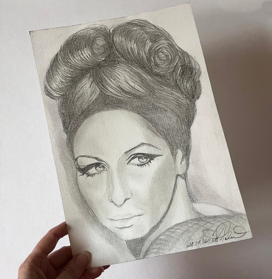 Barbra Streisand, BS, ORIGINAL Pencil drawing, Artwork by Svetlana Pelin