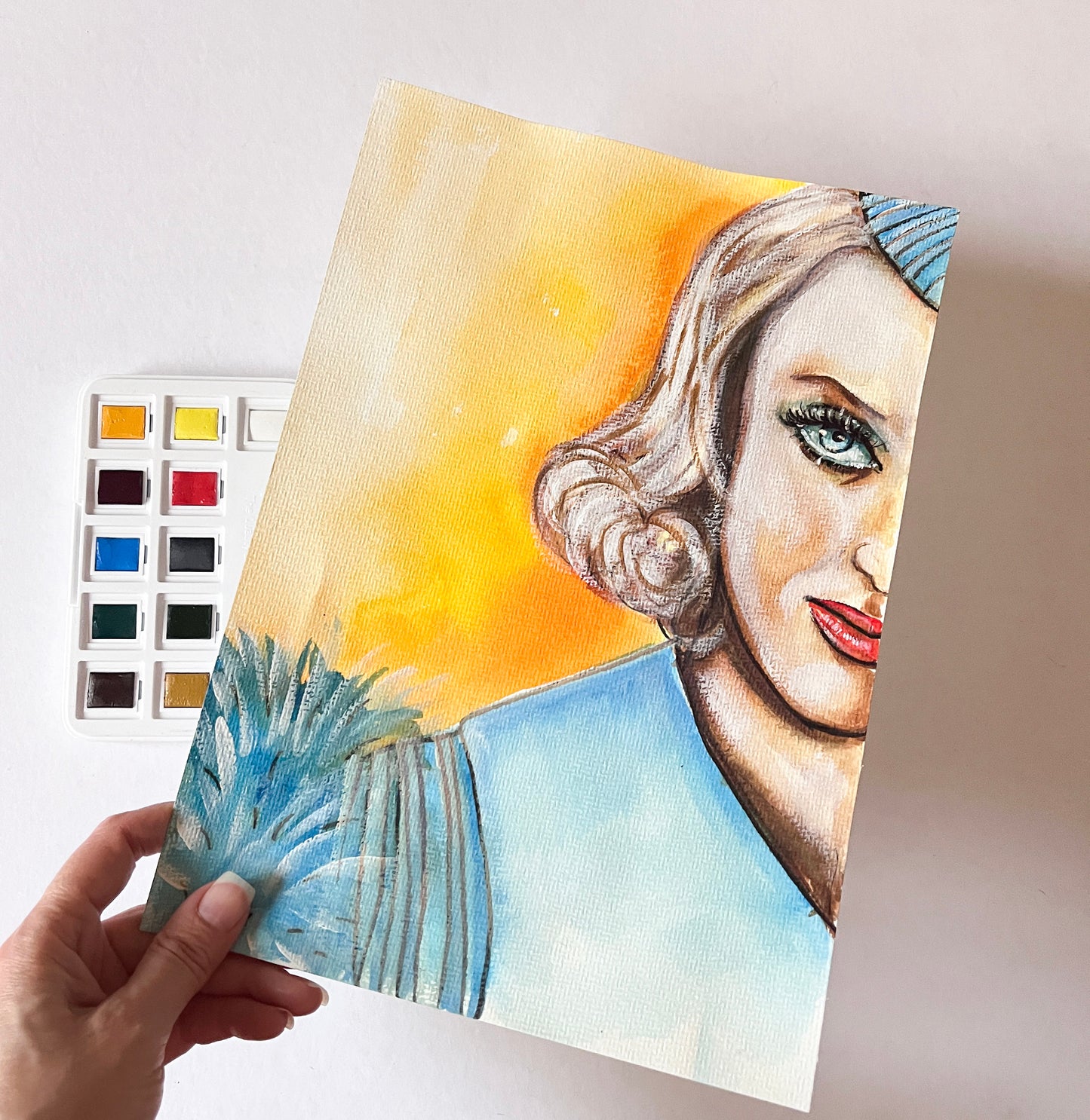 Bette Davis, ORIGINAL Watercolor Painting, Artwork by Svetlana Pelin