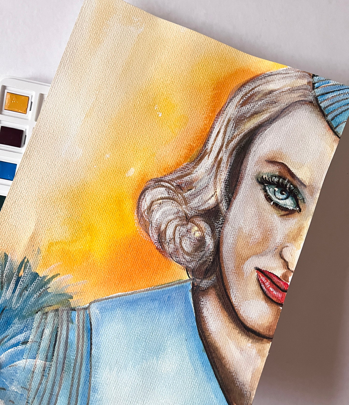 Bette Davis, ORIGINAL Watercolor Painting, Artwork by Svetlana Pelin