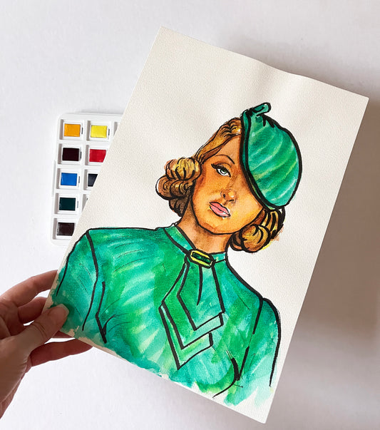 Bette Davis, ORIGINAL Watercolor Painting, Artwork by Svetlana Pelin