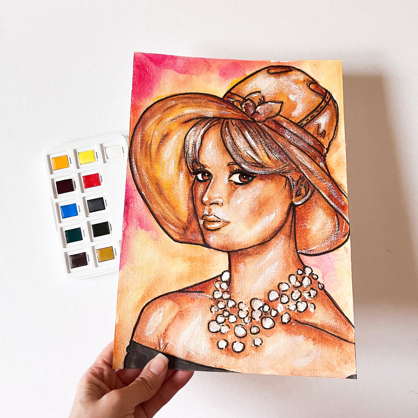 Brigitte Bardot, ORIGINAL Watercolor Painting, Artwork by Svetlana Pelin