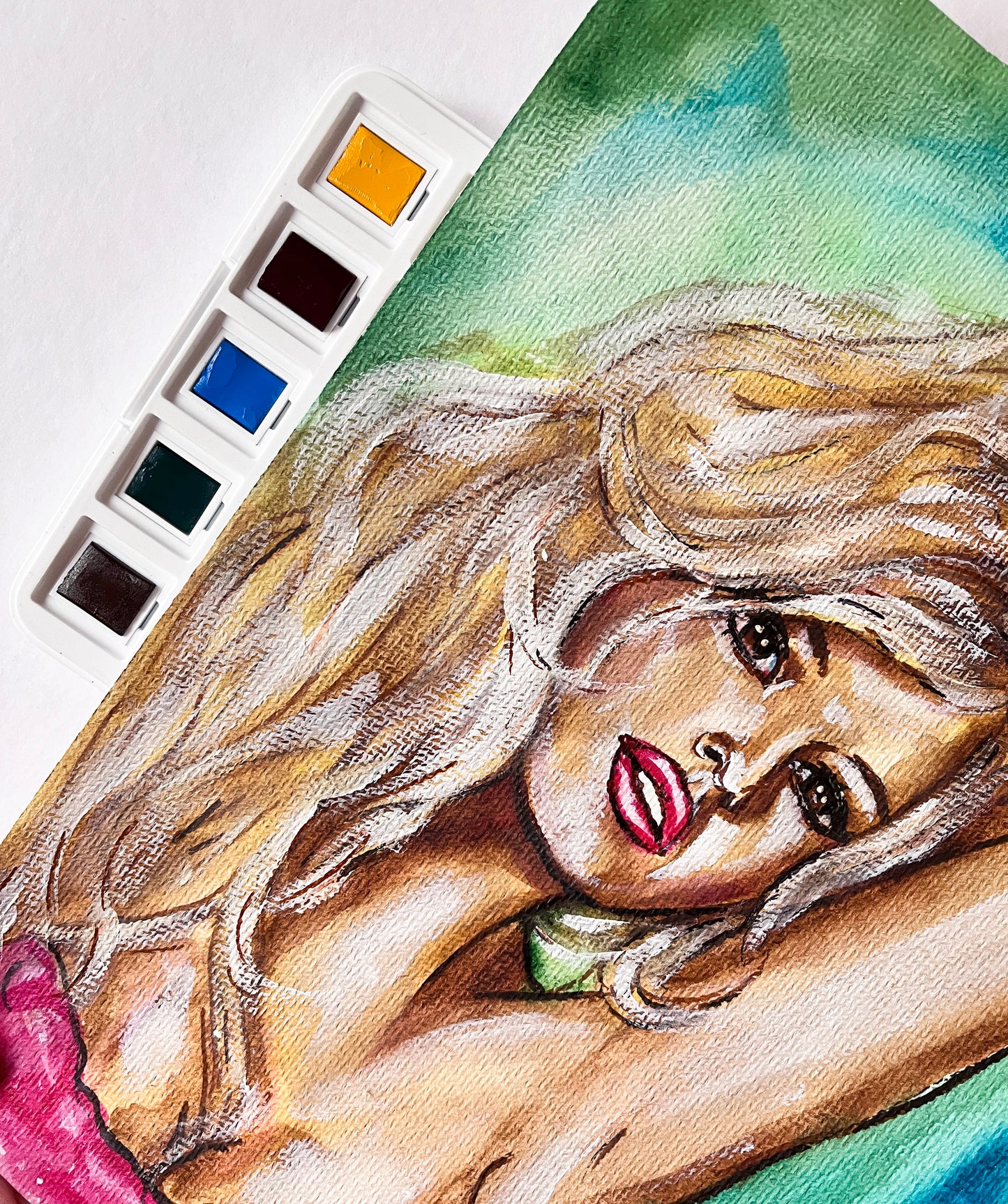Brigitte Bardot, ORIGINAL Watercolor Painting, Artwork by Svetlana Pelin