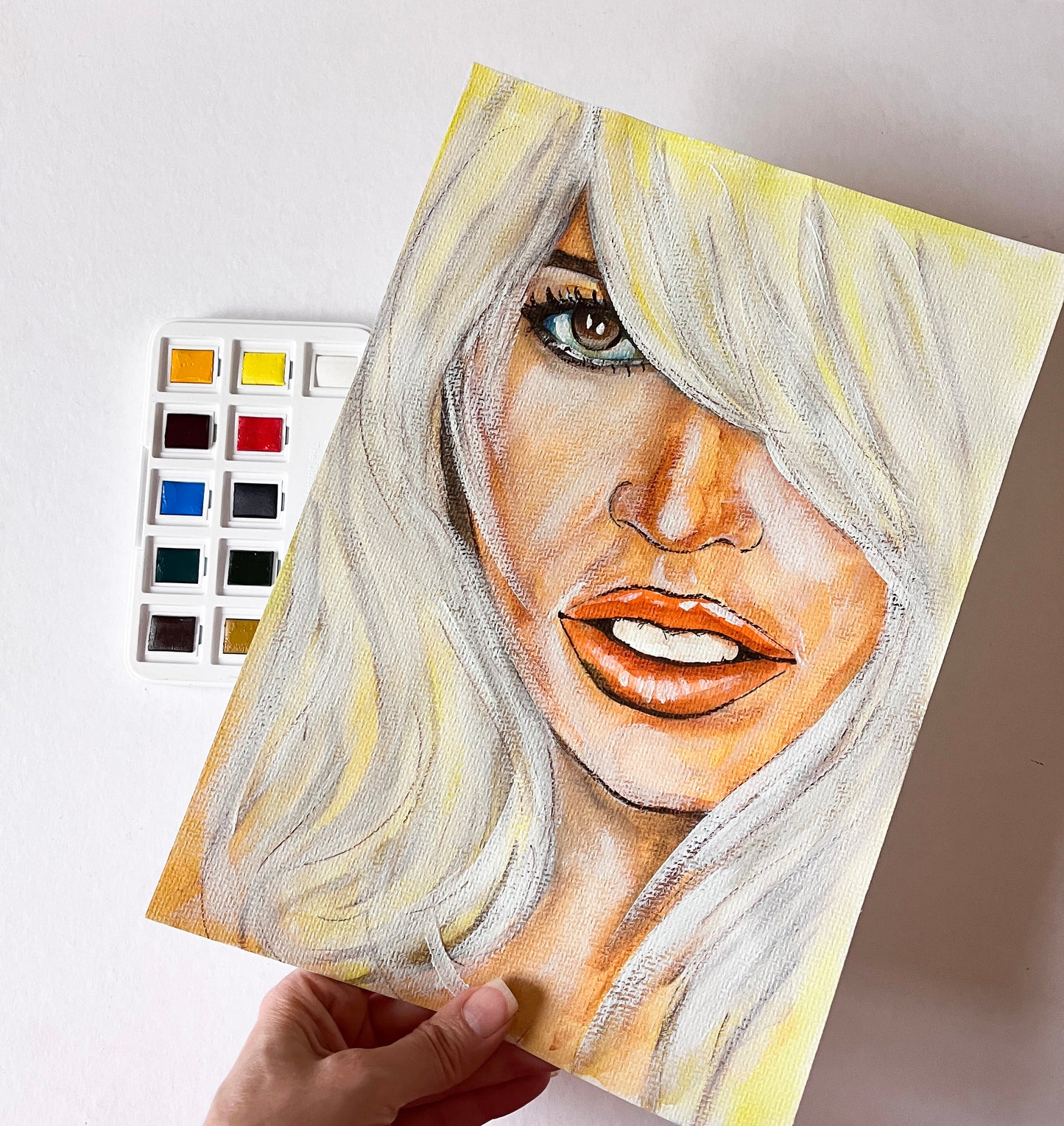 Brigitte Bardot, ORIGINAL Watercolor Painting, Artwork by Svetlana Pelin
