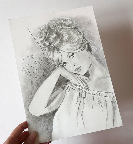 Brigitte Bardot, ORIGINAL Pencil drawing, Artwork by Svetlana Pelin