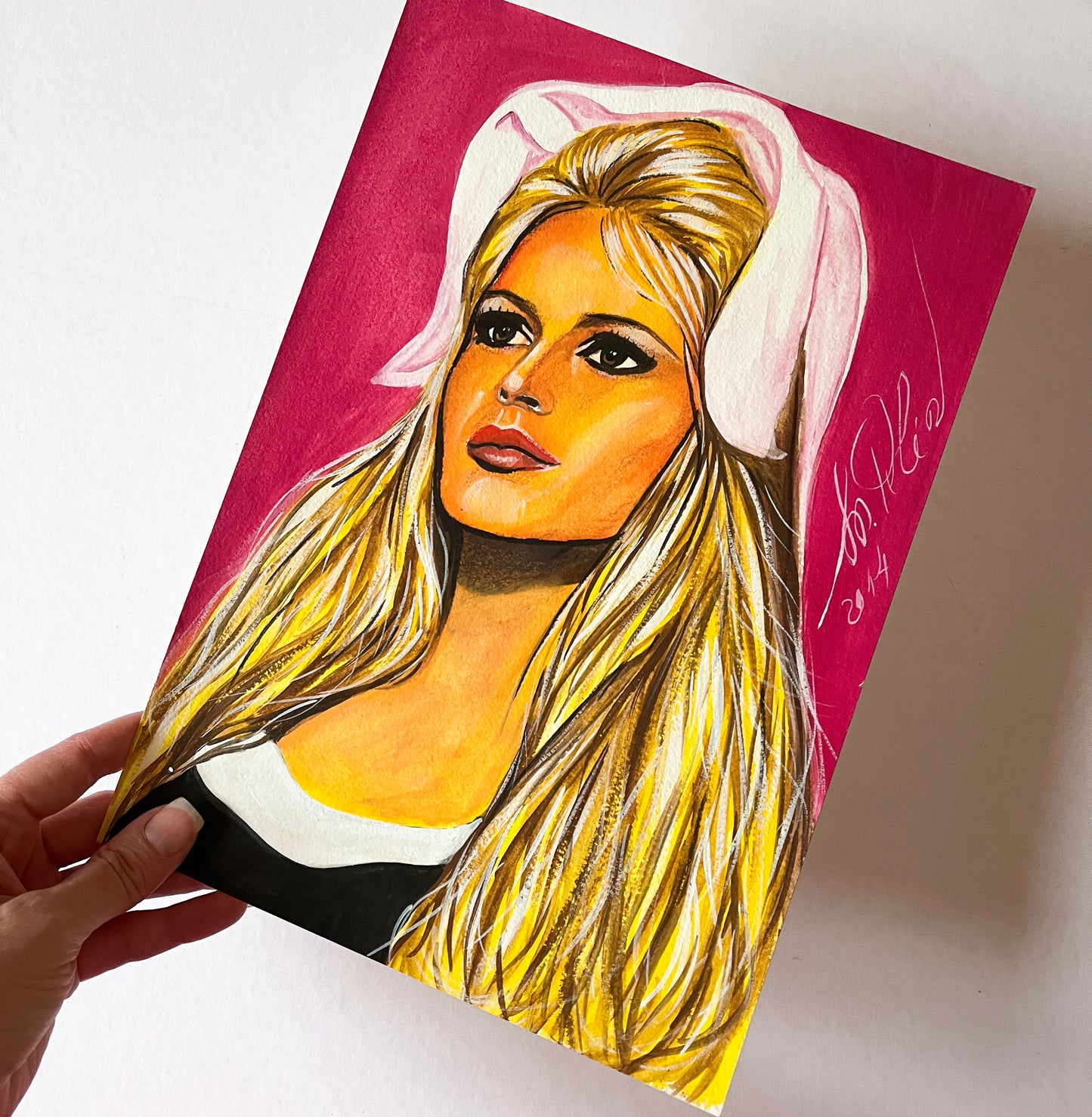 Brigitte Bardot, ORIGINAL Gouache Painting, Artwork by Svetlana Pelin