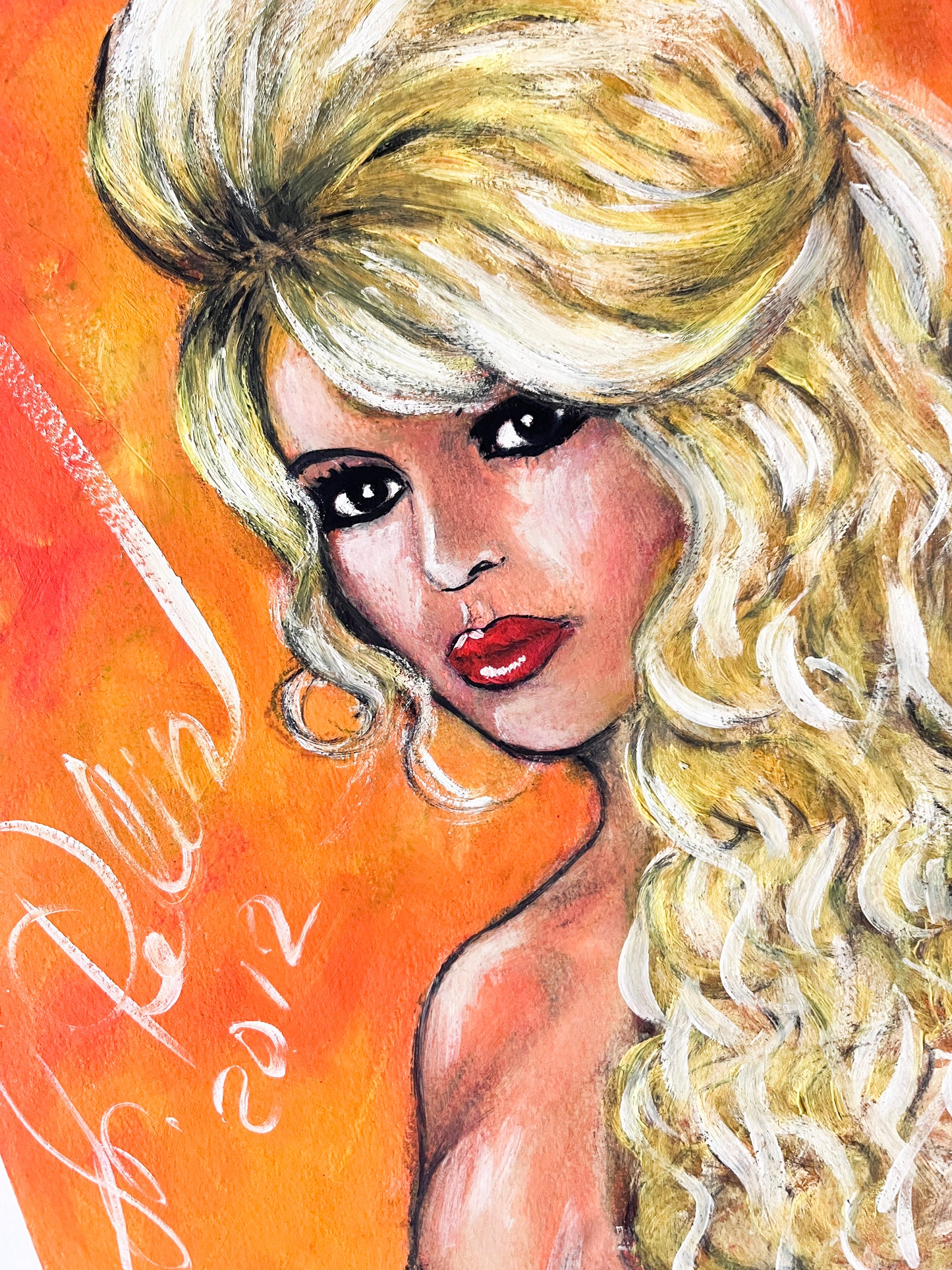 Brigitte Bardot, ORIGINAL Gouache Painting, Artwork by Svetlana Pelin