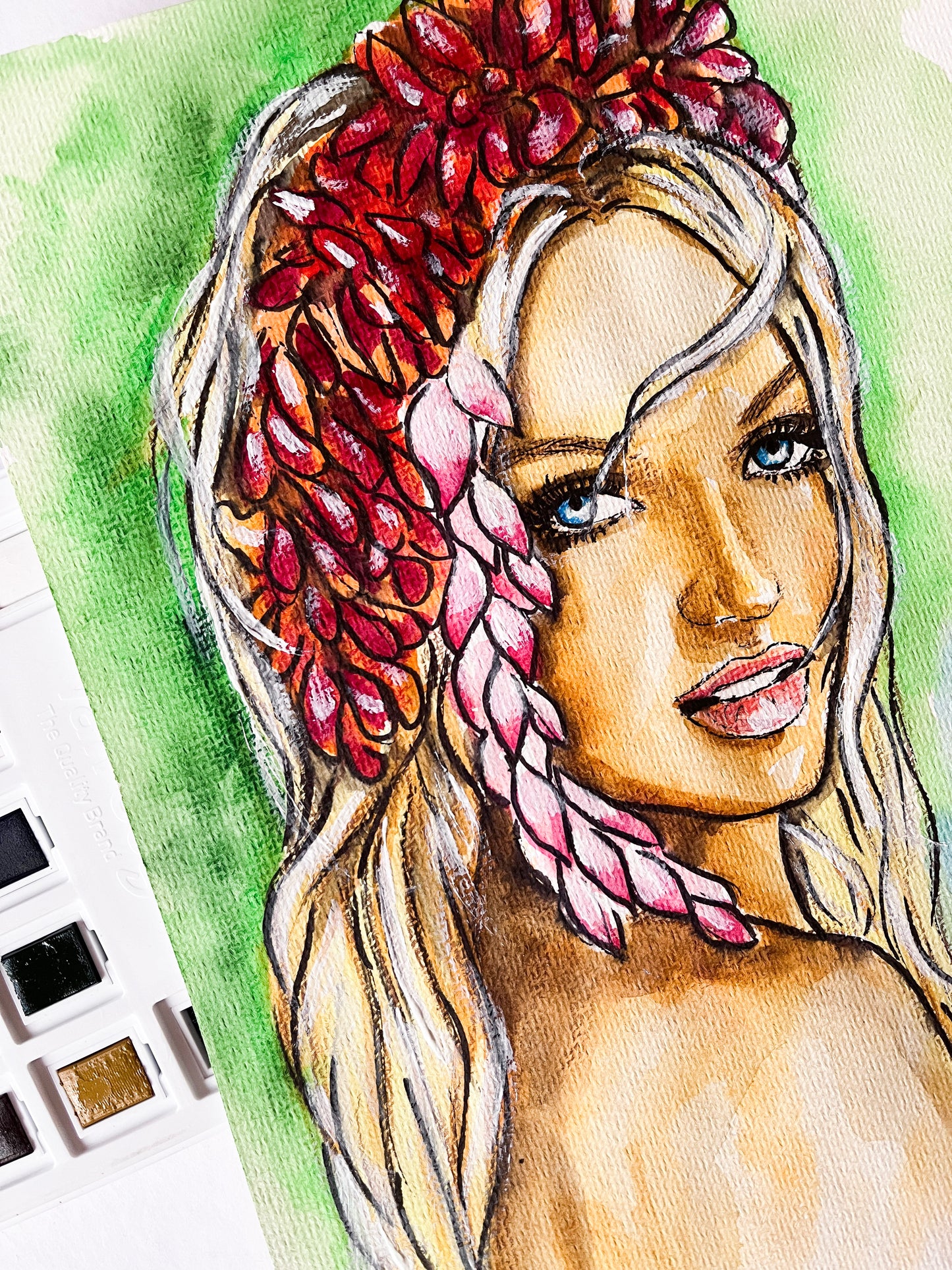 Candice Swanepoel, ORIGINAL Watercolor Painting, Artwork by Svetlana Pelin