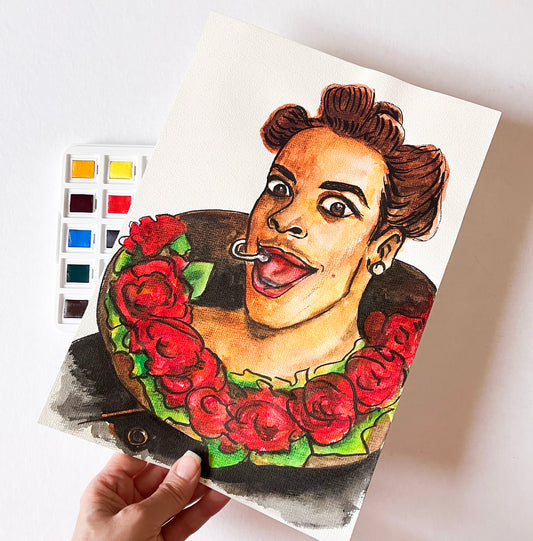 Chris Tucker, Ruby Rhod, The Fifth Element, ORIGINAL Watercolor Painting, Artwork by Svetlana Pelin