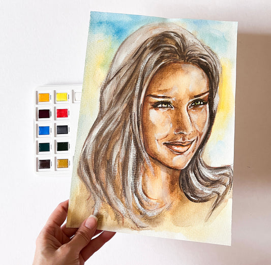 Claire Forlani, ORIGINAL Watercolor Painting, Artwork by Svetlana Pelin