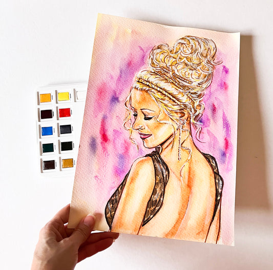 Christina Aguilera, ORIGINAL Watercolor Painting, Artwork by Svetlana Pelin