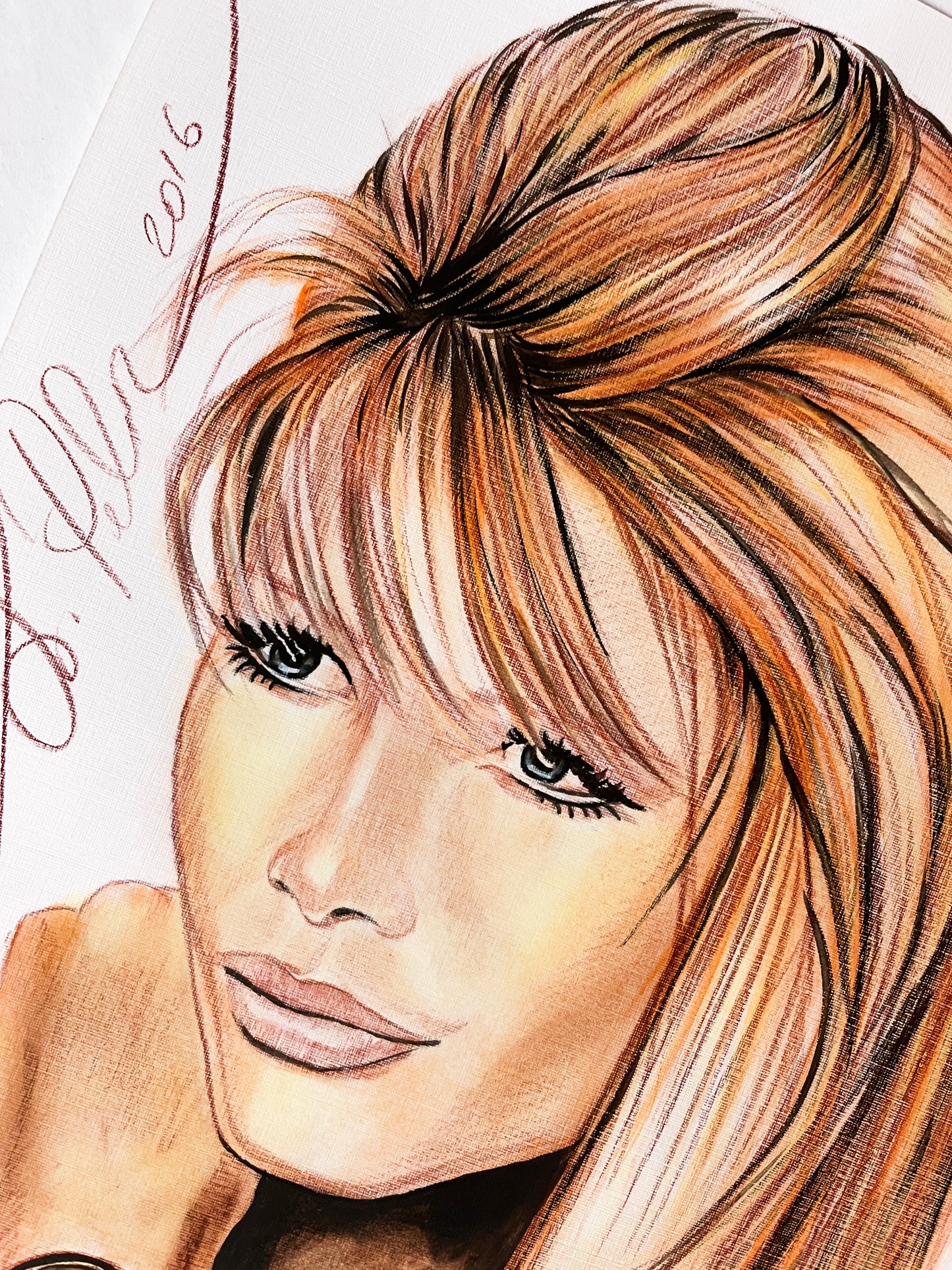 Claudia Schiffer, Watch, ORIGINAL Watercolor Pencils, Artwork by Svetlana Pelin