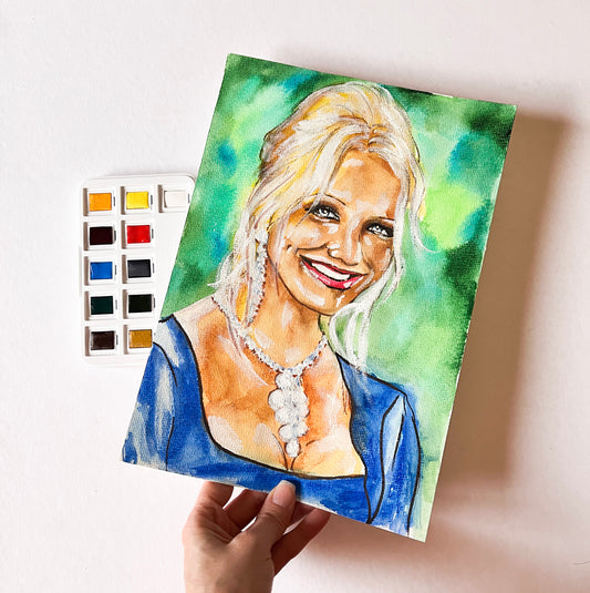 Cameron Diaz, The Mask, ORIGINAL Watercolor Painting, Artwork by Svetlana Pelin