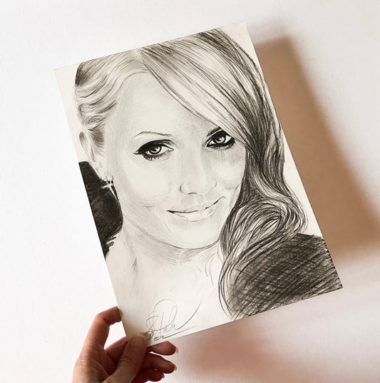 Cameron Diaz, Black and White, ORIGINAL Charcoal drawing, Artwork by Svetlana Pelin