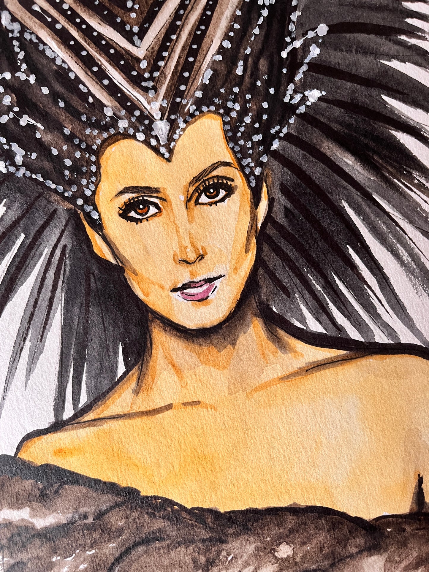 Cher, ORIGINAL Watercolor Painting, Artwork by Svetlana Pelin