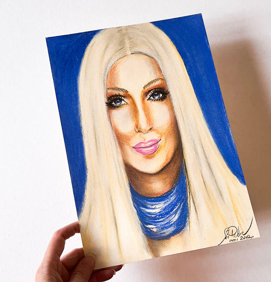Cher, ORIGINAL Pastel drawing, Artwork by Svetlana Pelin