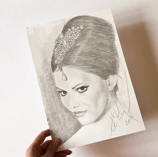 Claudia Cardinale, ORIGINAL Pencil drawing, Artwork by Svetlana Pelin