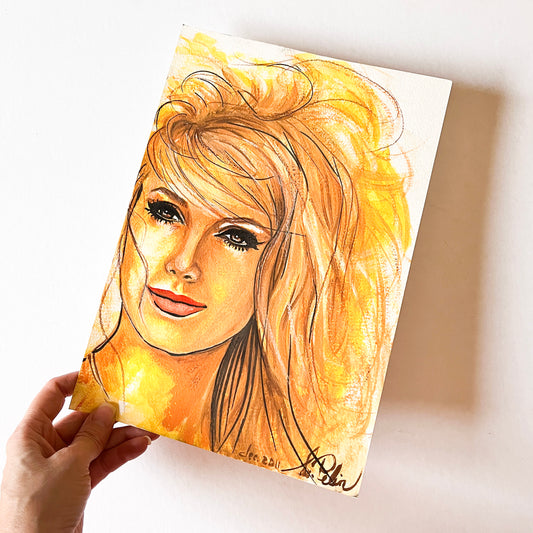 Catherine Deneuve, ORIGINAL Gouache Painting, Artwork by Svetlana Pelin