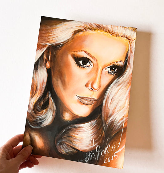 Catherine Deneuve, ORIGINAL Oil Painting, Artwork by Svetlana Pelin