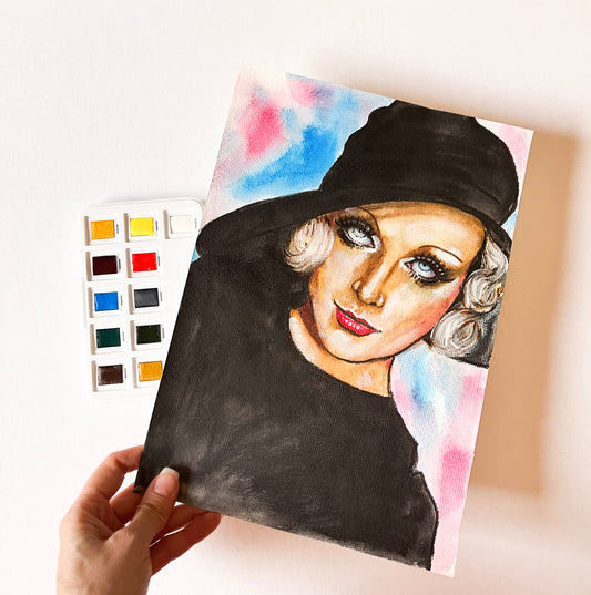 Carole Lombard, ORIGINAL Watercolor Painting, Artwork by Svetlana Pelin