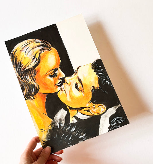 Carole Lombard, Clark Gable, ORIGINAL Acrylic Painting, Artwork by Svetlana Pelin
