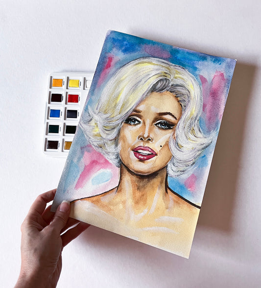 Marilyn Monroe, Bert Stern The Last Sitting, , ORIGINAL Watercolor Painting, Artwork by Svetlana Pelin