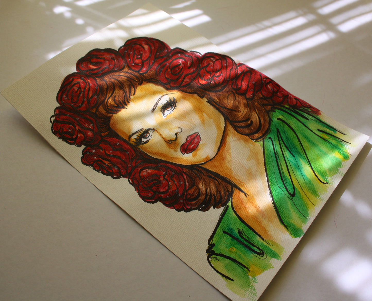 Rita Hayworth, ORIGINAL Watercolor Painting, Artwork by Svetlana Pelin