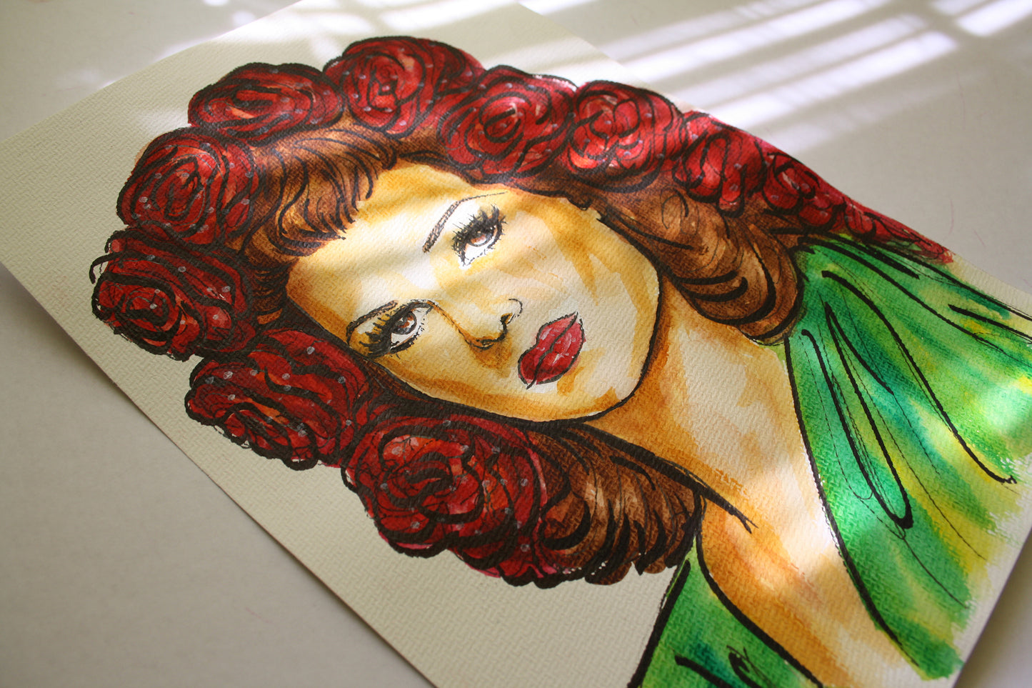 Rita Hayworth, ORIGINAL Watercolor Painting, Artwork by Svetlana Pelin