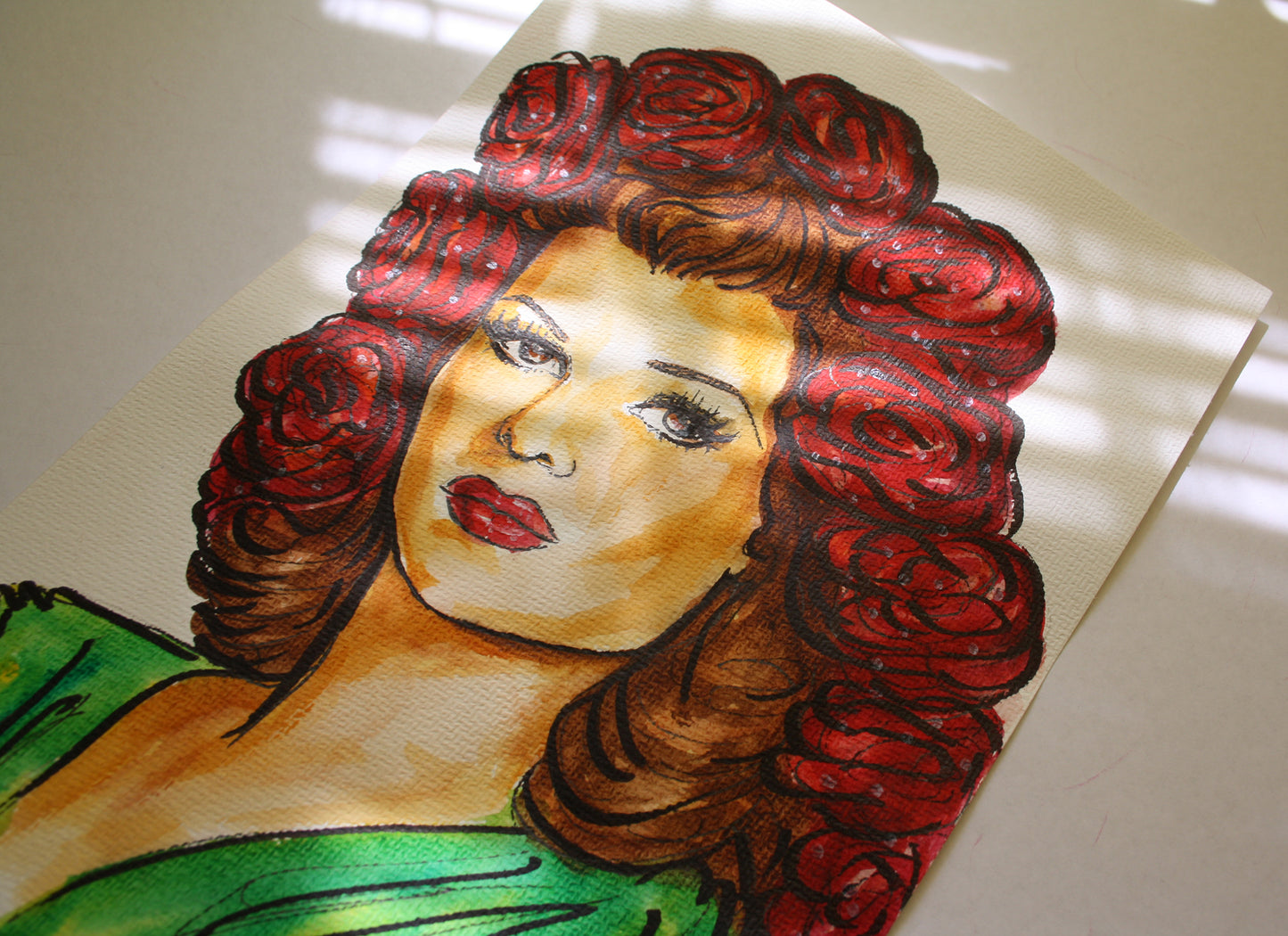 Rita Hayworth, ORIGINAL Watercolor Painting, Artwork by Svetlana Pelin