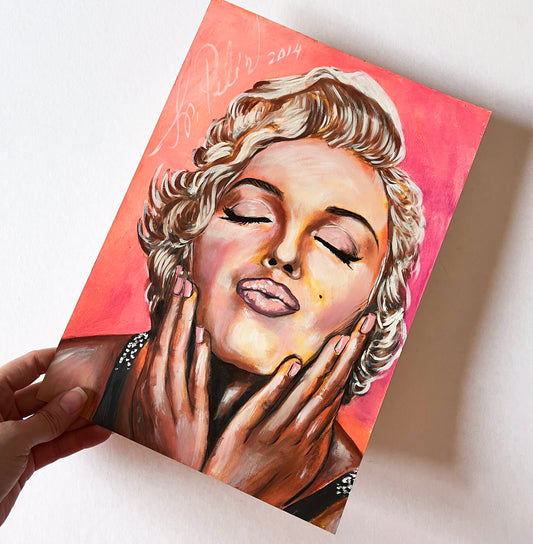 Marilyn Monroe, Philippe Halsman, Kiss, ORIGINAL Oil painting, Artwork by Svetlana Pelin