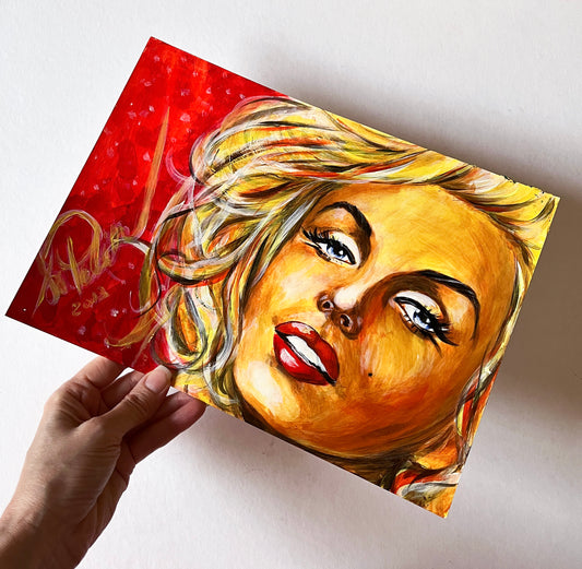 Marilyn Monroe, Milton Greene, Black coat, ORIGINAL Acrylic painting, Artwork by Svetlana Pelin