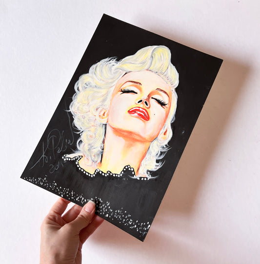 Marilyn Monroe, Milton Greene, Black coat, ORIGINAL Oil painting, Artwork by Svetlana Pelin