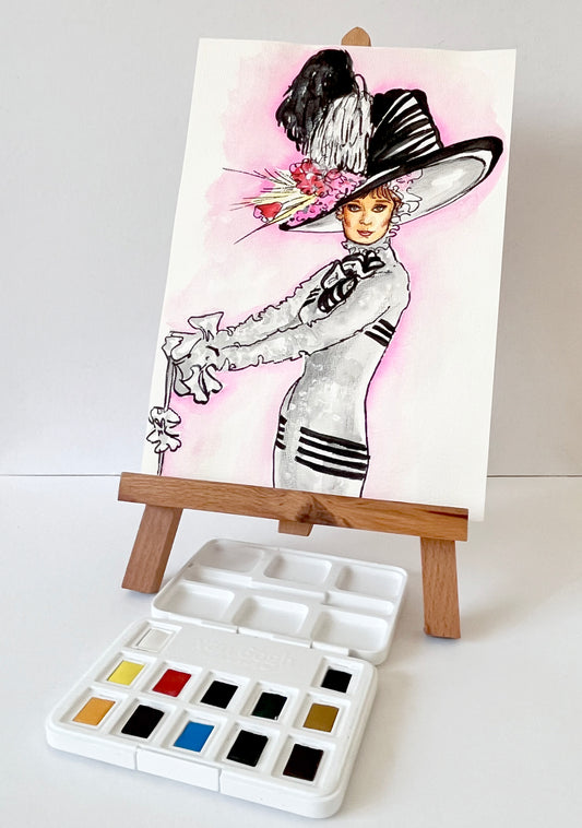 Audrey Hepburn, My Fair Lady, Eliza Doolittle, ORIGINAL Watercolor Painting, Artwork by Svetlana Pelin
