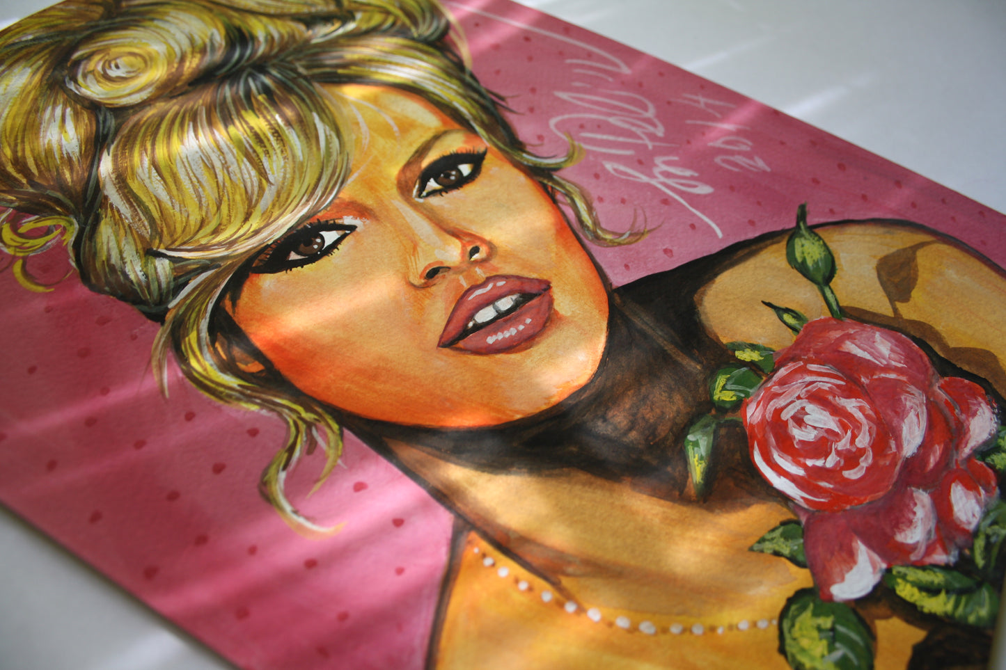 Brigitte Bardot, ORIGINAL Gouache Painting, Artwork by Svetlana Pelin