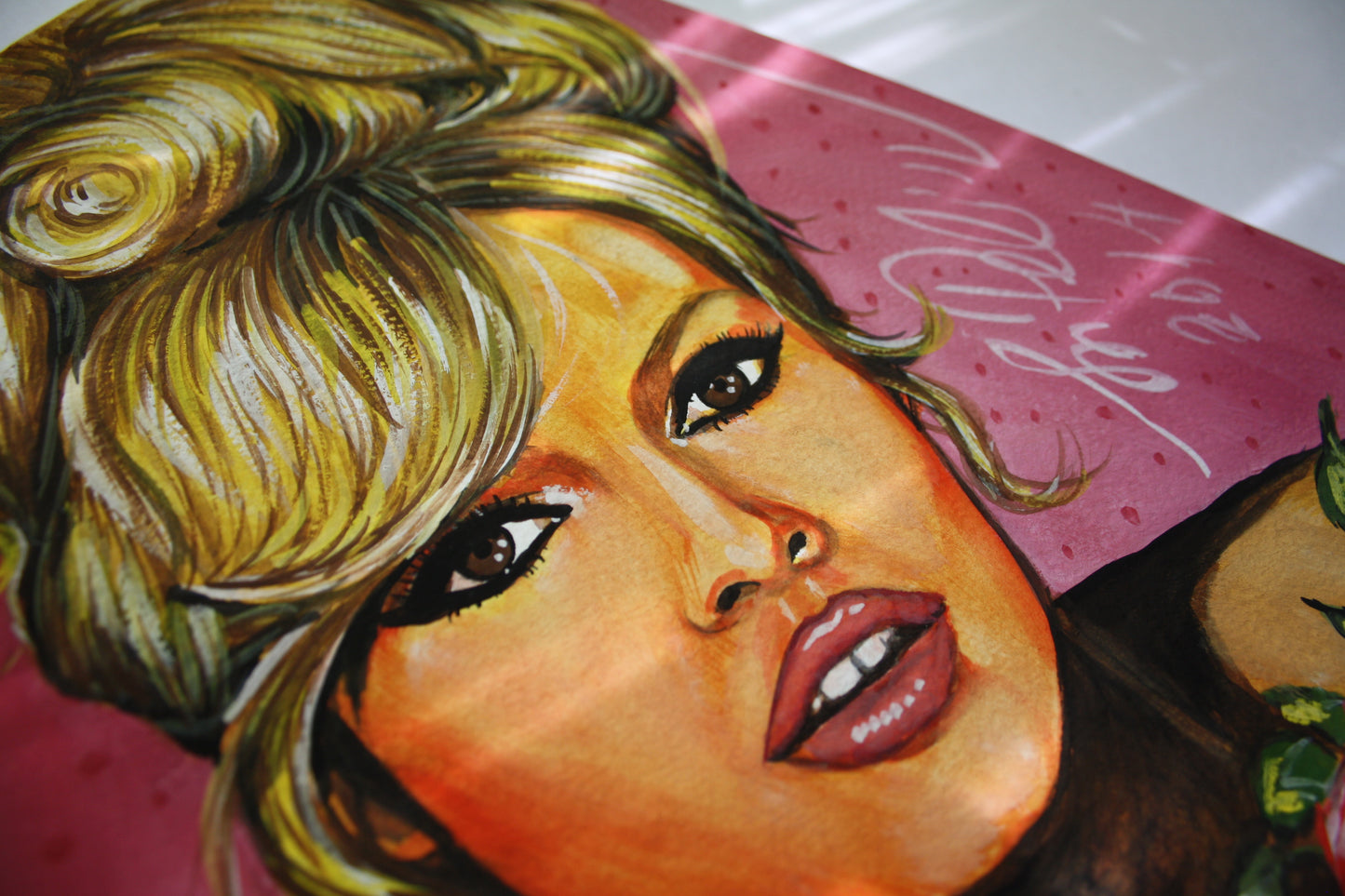 Brigitte Bardot, ORIGINAL Gouache Painting, Artwork by Svetlana Pelin