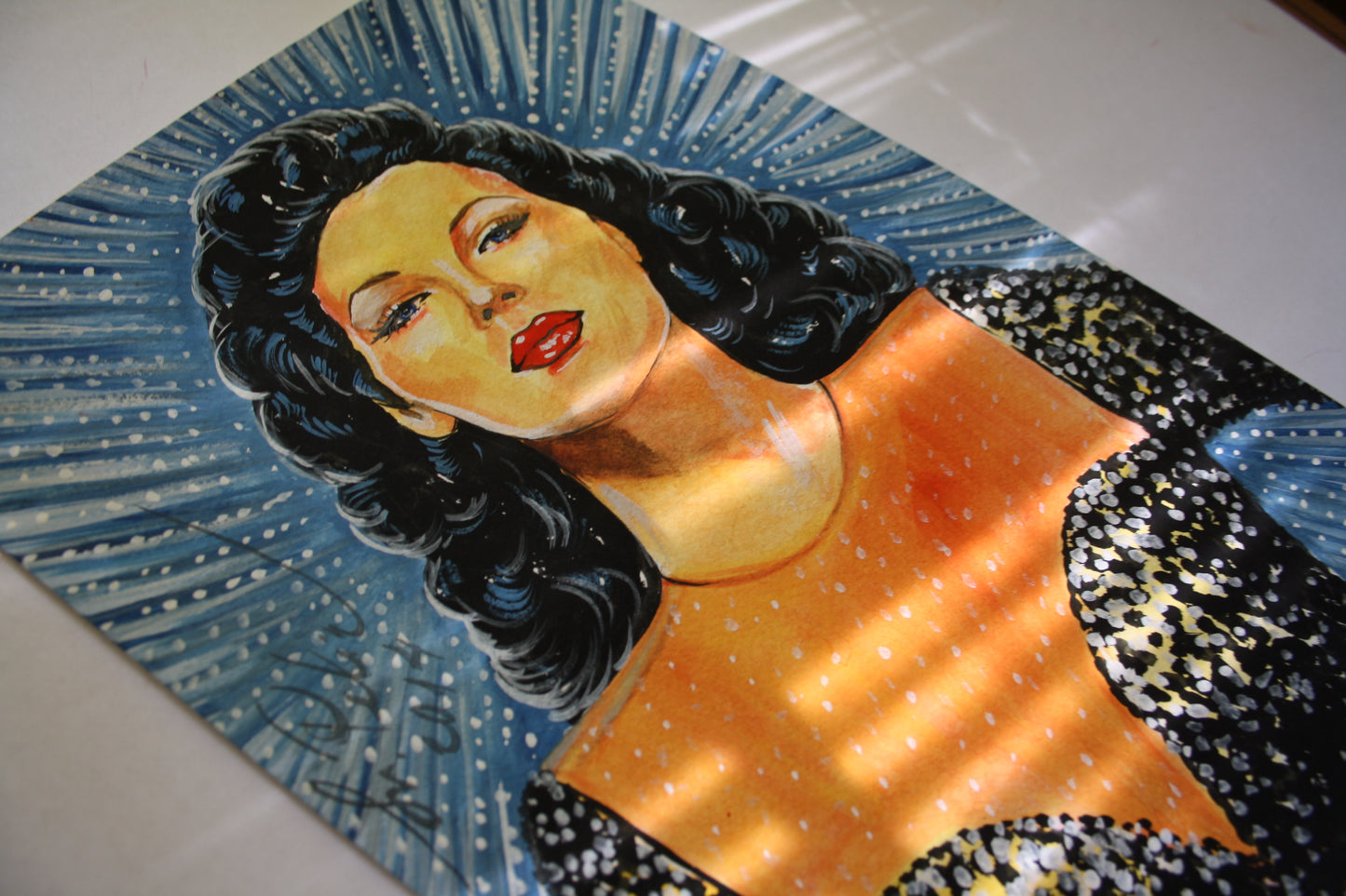 Ava Gardner, ORIGINAL Gouache Painting, Artwork by Svetlana Pelin