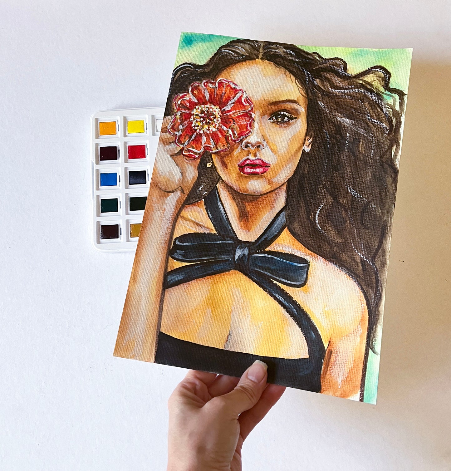 Deva Cassel, ORIGINAL Watercolour Painting, Artwork by Svetlana Pelin