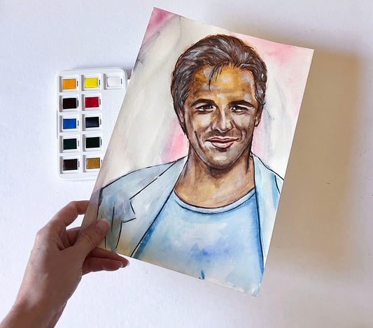 Don Johnson, ORIGINAL Watercolour Painting, Artwork by Svetlana Pelin