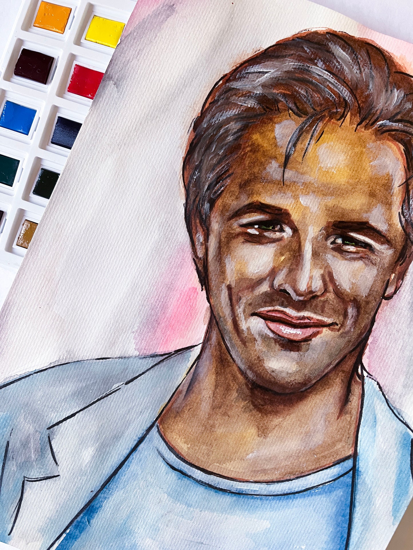Don Johnson, ORIGINAL Watercolour Painting, Artwork by Svetlana Pelin