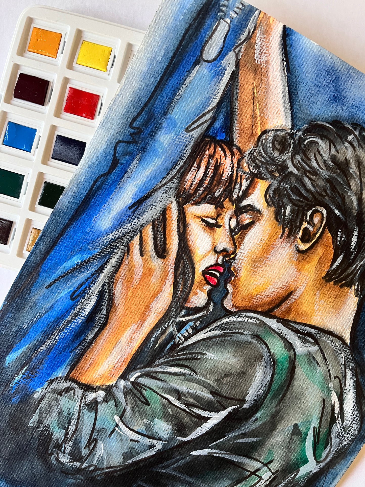 Dakota Johnson, Jamie Dornan, ORIGINAL Watercolour Painting, Artwork by Svetlana Pelin