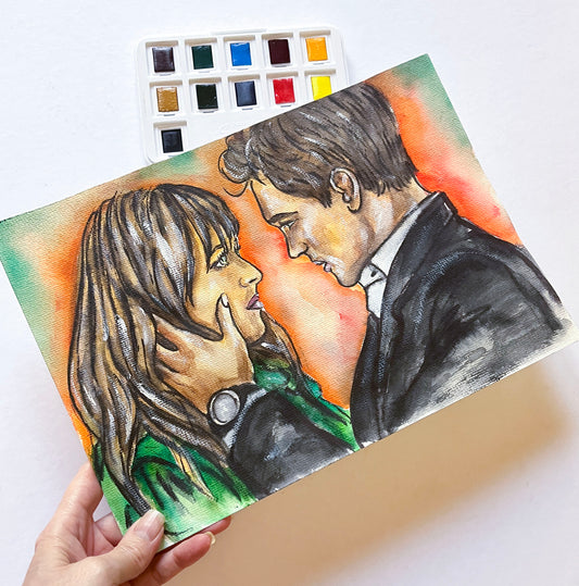 Dakota Johnson, Jamie Dornan, ORIGINAL Watercolour Painting, Artwork by Svetlana Pelin