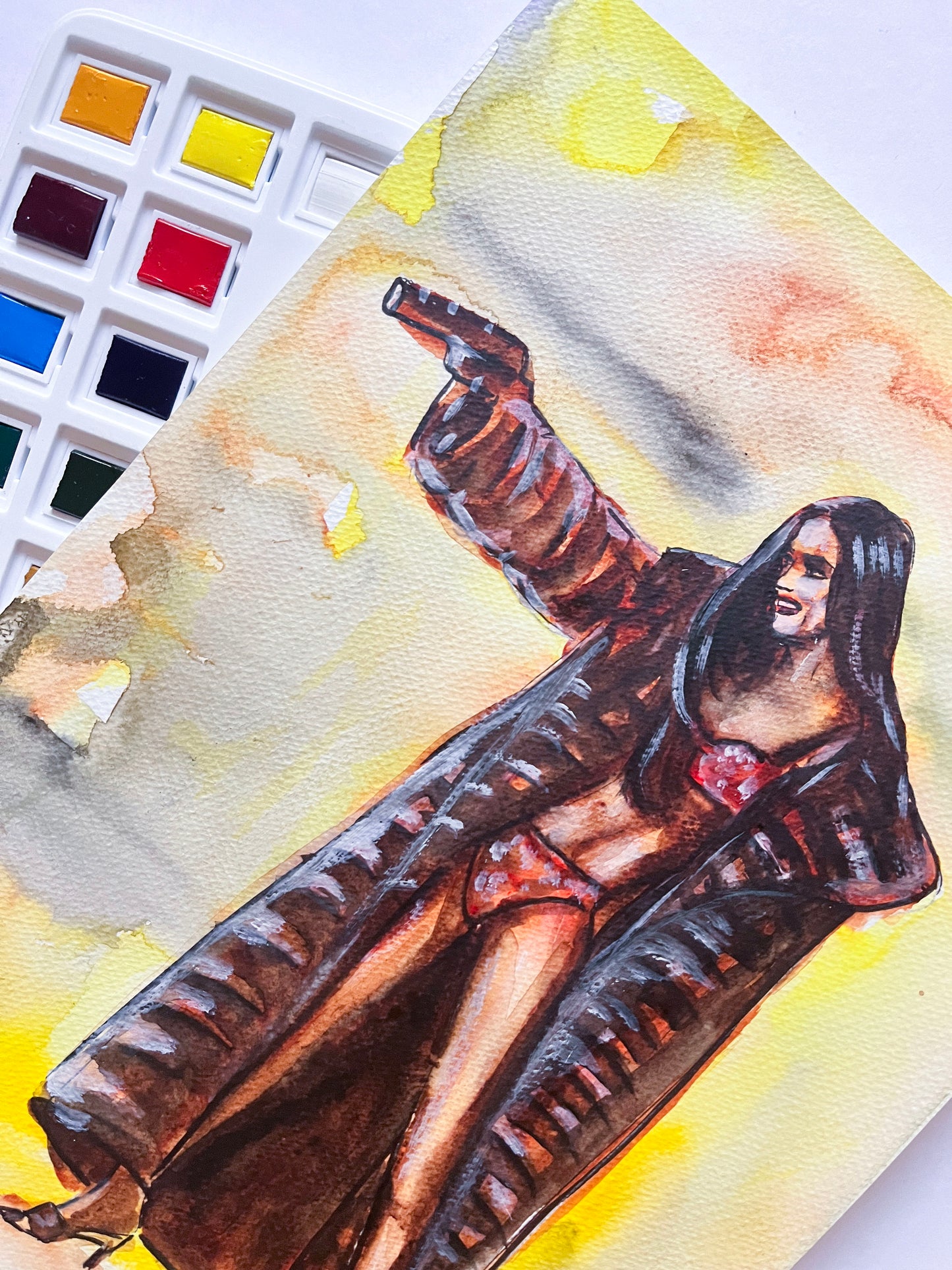 Demi Moore, ORIGINAL Watercolour Painting, Artwork by Svetlana Pelin